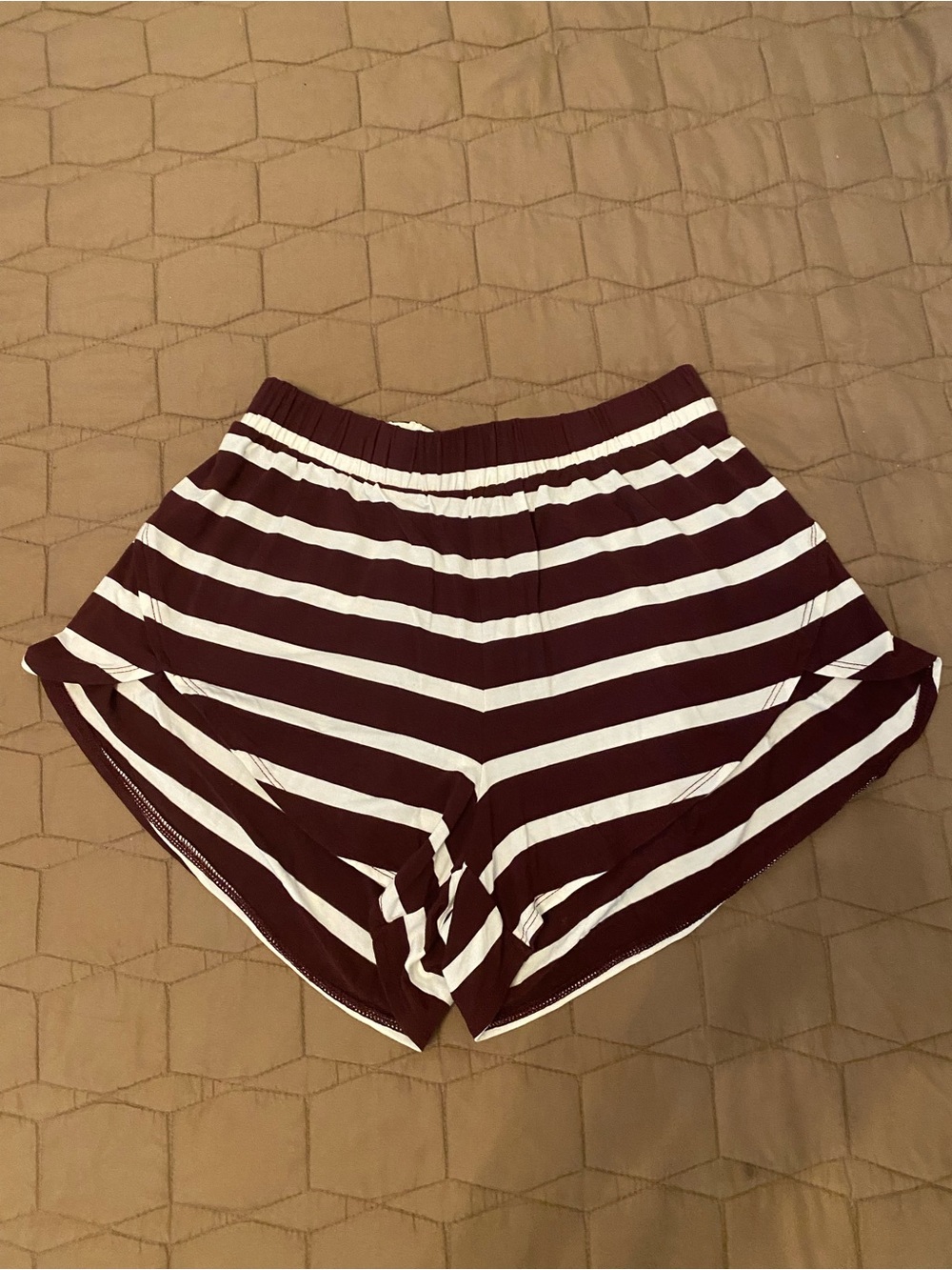 Old Navy XS Striped Maroon and White Women's Shorts - Comfortable Summer Style